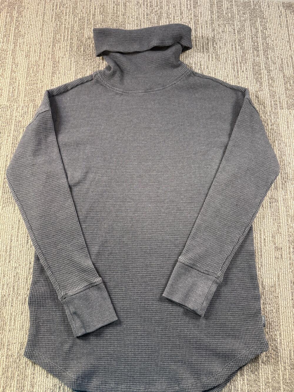 Eddie Bauer Shirt Womens Medium Gray Thermal Turtleneck Long Sleeve Knit
